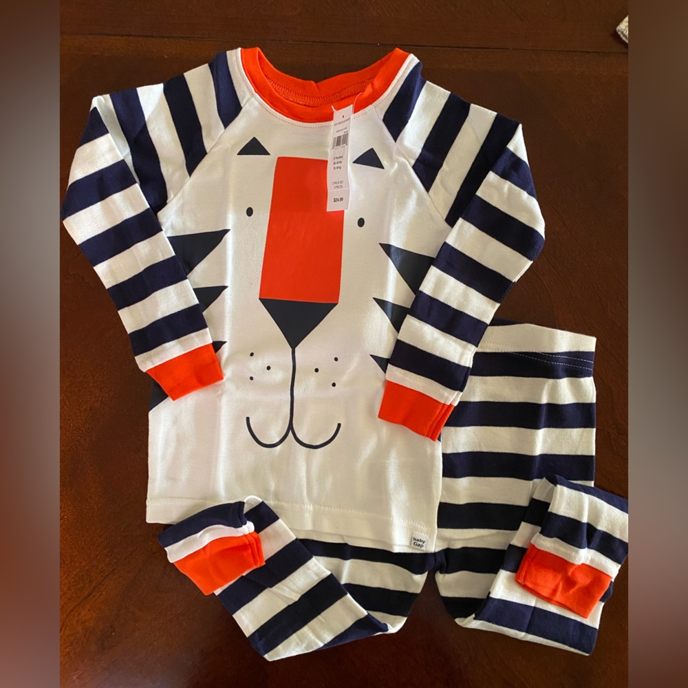GAP Kids Navy and White Striped Tiger Pajamas